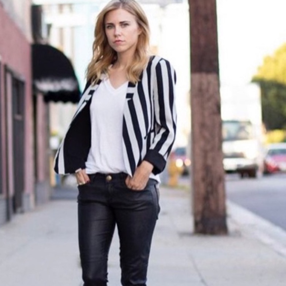 Revolve Line&Dot black and white strip blazer